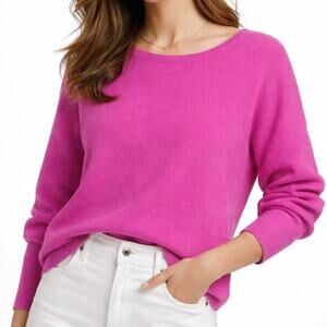 Peruvian Connection Sweater 100% Royal Alpaca Knit Hot Pink Quiet Luxury Size M